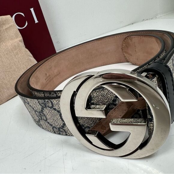 Gucci GG Supreme Belt With G Buckle - Beige Blue Canvas - Men’s 100cm Size 40 - Picture 5 of 5